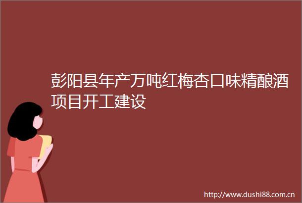 彭阳县年产万吨红梅杏口味精酿酒项目开工建设