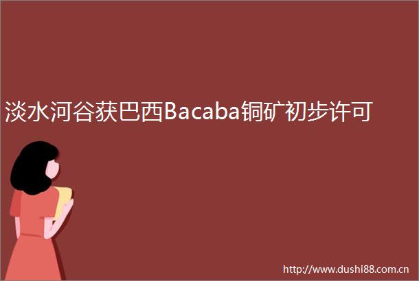 淡水河谷获巴西Bacaba铜矿初步许可
