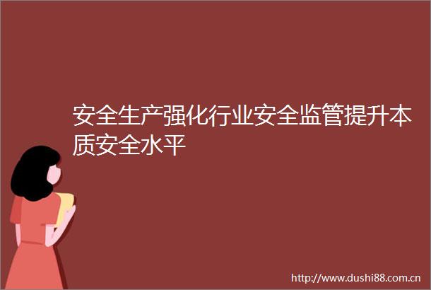 安全生产强化行业安全监管提升本质安全水平