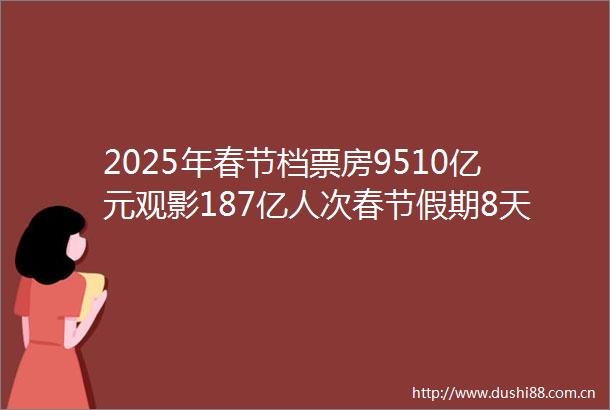 2025年春节档票房9510亿元观影187亿人次春节假期8天全国铁路发送旅客9626万人次春节假期北京出入境人员创新高