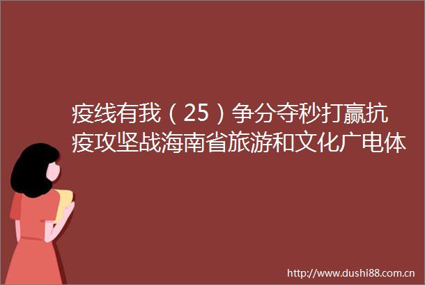 疫线有我（25）争分夺秒打赢抗疫攻坚战海南省旅游和文化广电体育厅志愿服务队担当重任勇向前