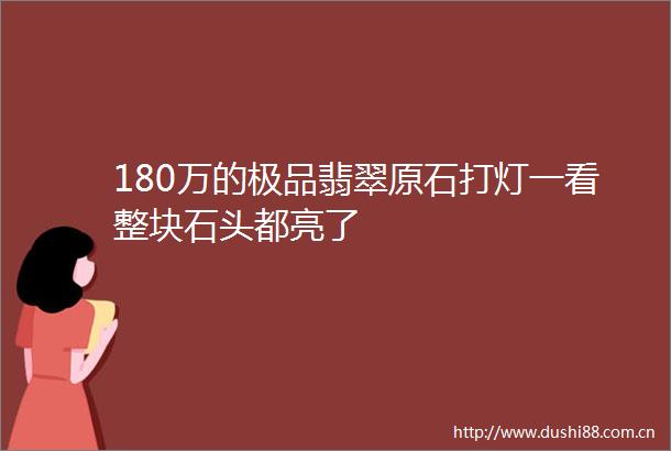 180万的极品翡翠原石打灯一看整块石头都亮了