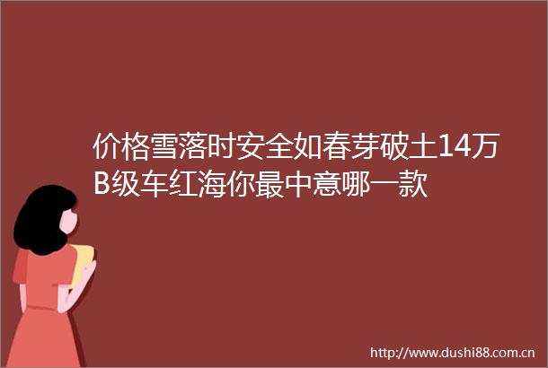 价格雪落时安全如春芽破土14万B级车红海你最中意哪一款