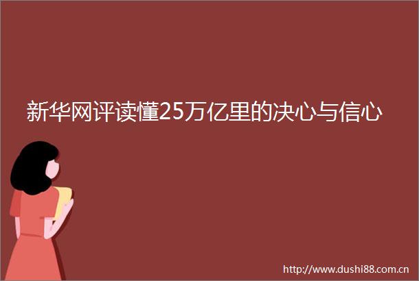 新华网评读懂25万亿里的决心与信心