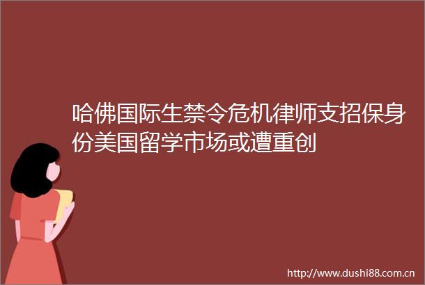 哈佛国际生禁令危机律师支招保身份美国留学市场或遭重创