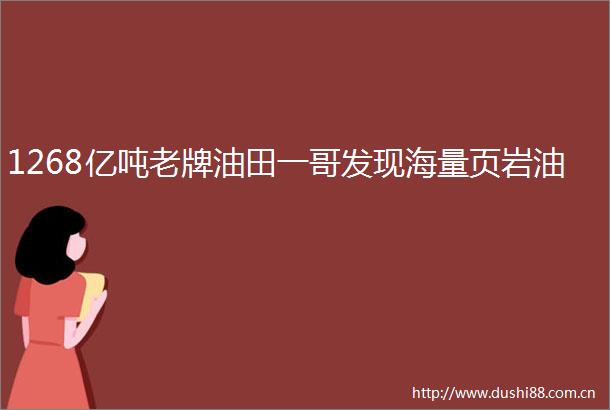 1268亿吨老牌油田一哥发现海量页岩油
