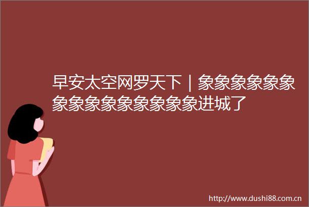 早安太空网罗天下｜象象象象象象象象象象象象象象象进城了