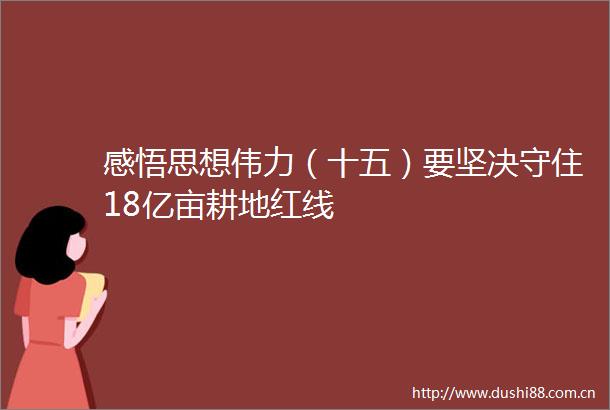 感悟思想伟力（十五）要坚决守住18亿亩耕地红线