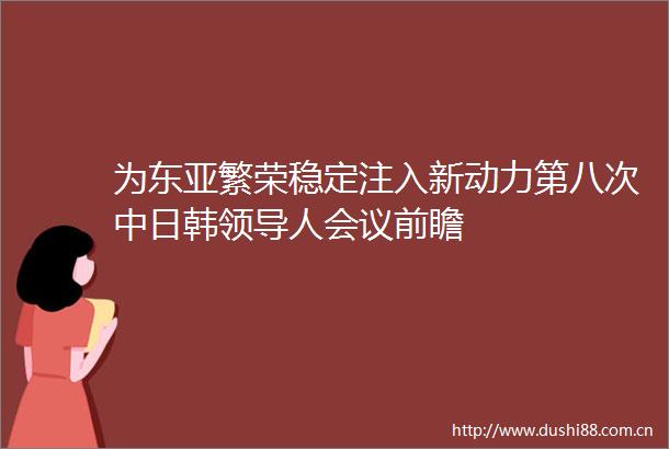 为繁荣稳定注入新动力第八次中日韩人会议前瞻