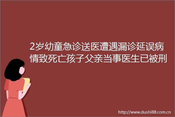 2岁幼童急诊送医遭遇漏诊延误病情致死亡孩子父亲当事医生已被刑拘