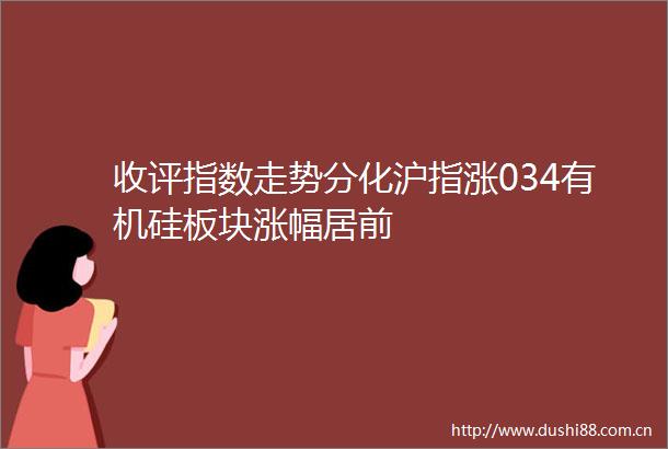 收评指数走势分化沪指涨034有机硅板块涨幅居前