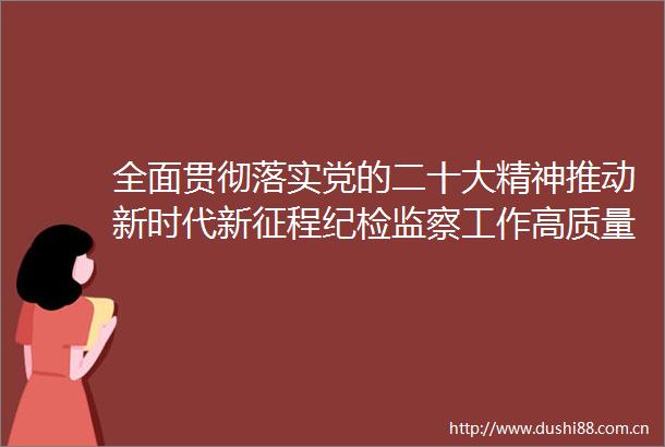 全面贯彻落实党的二十大精神推动新时代新征程纪检监察工作高质量发展为推进式现代化丽水探索与实践提供坚强保障