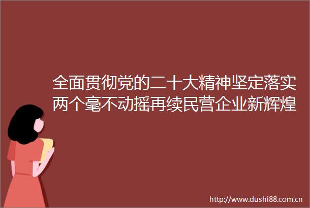 全面贯彻党的二十大精神坚定落实两个毫不动摇再续民营企业新辉煌再创民营经济新荣光