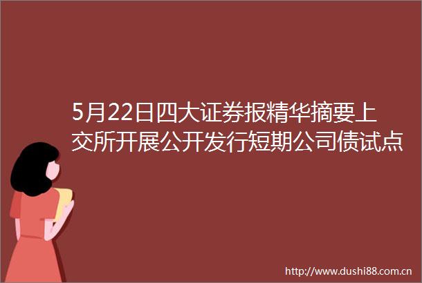 5月22日四大证券报精华摘要上交所开展公开发行短期公司债试点仅面向专业投资者发行