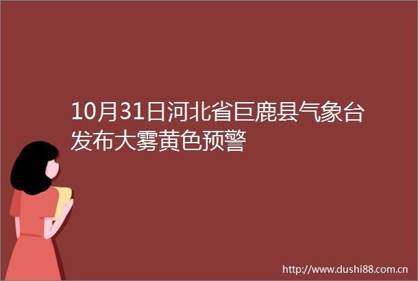 10月31日河北省巨鹿县气象台发布大雾黄色预警