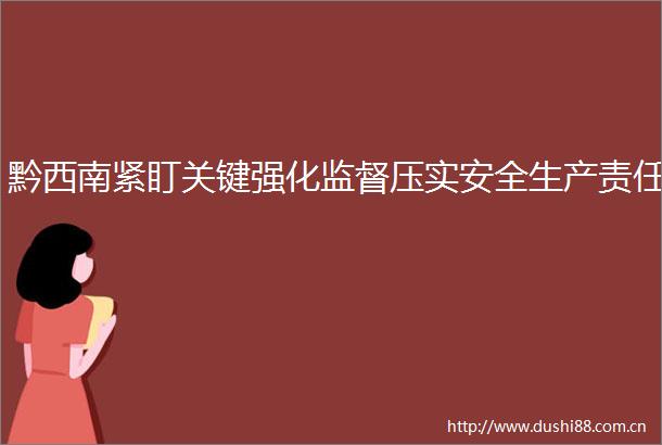 黔西南紧盯关键强化监督压实安全生产责任