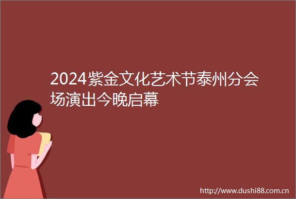 2024紫金文化艺术节泰州分会场演出今晚启幕