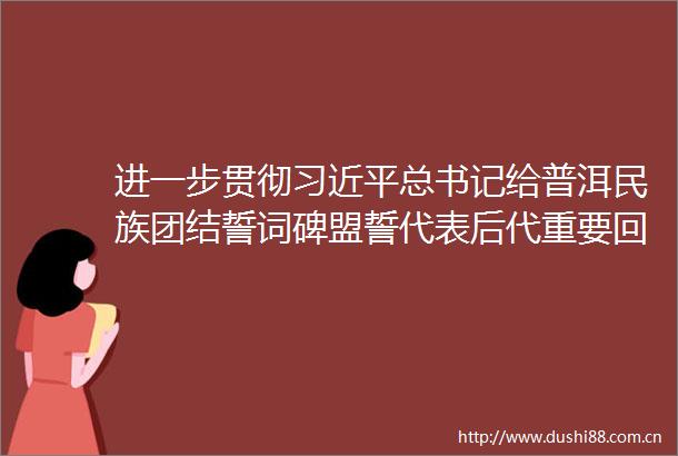 进一步贯彻总书记给普洱民族团结誓词碑盟誓代表后代重要回信精神