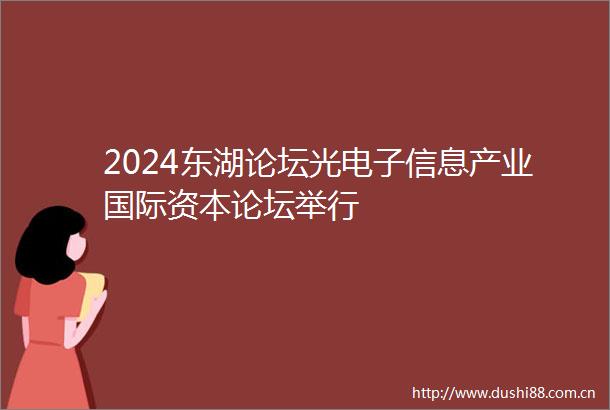 2024东湖论坛光电子信息产业国际资本论坛举行