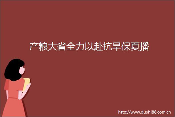 产粮大省全力以赴抗旱保夏播