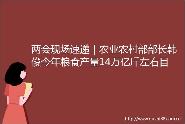 两会现场速递｜农业农村部部长韩俊今年粮食产量14万亿斤左右目标经过努力可以实现