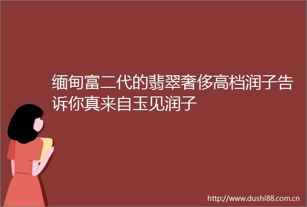 缅甸富二代的翡翠奢侈高档润子告诉你真来自玉见润子