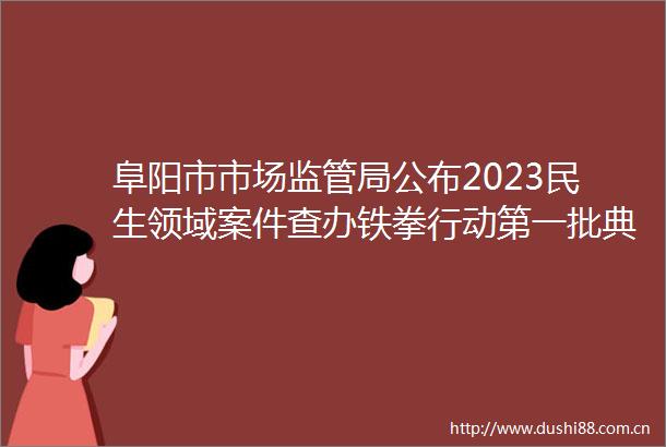阜阳市市场监管局公布2023民生领域案件查办铁拳行动第一批典型案例