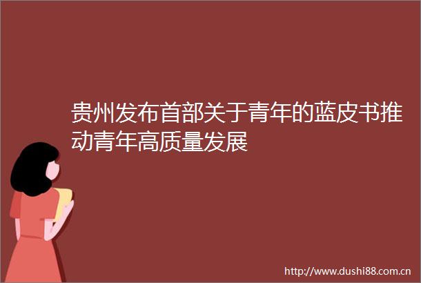贵州发布首部关于青年的蓝皮书推动青年高质量发展