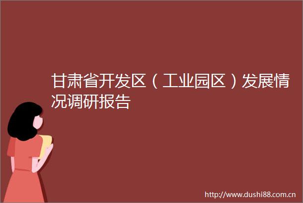 甘肃省开发区（工业园区）发展情况调研报告