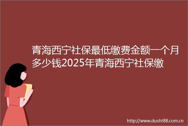青海西宁社保最低缴费金额一个月多少钱2025年青海西宁社保缴费价格最新是多少
