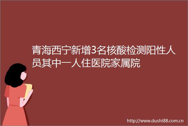 青海西宁新增3名核酸检测阳性人员其中一人住医院家属院