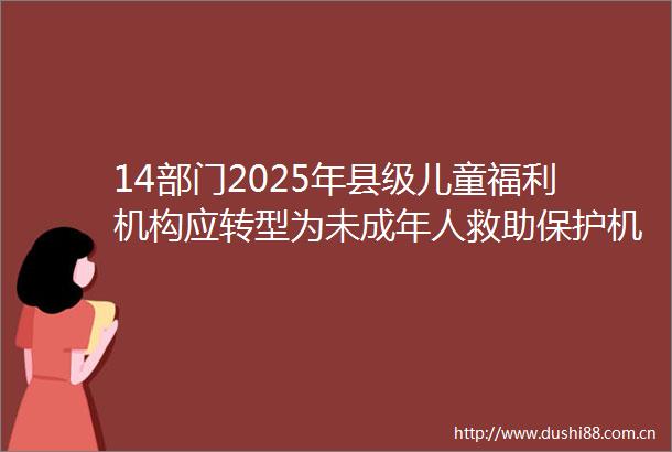 14部门2025年县级儿童福利机构应转型为未成年人救助保护机构