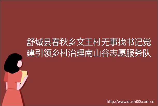 舒城县春秋乡文王村无事找书记党建引领乡村治理南山谷志愿服务队提升环境焕新颜
