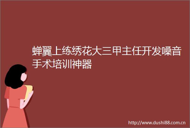 蝉翼上练绣花大三甲主任开发嗓音手术培训神器