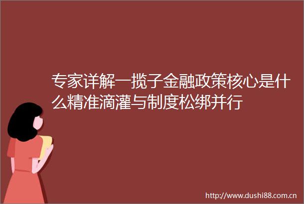 专家详解一揽子金融政策核心是什么精准滴灌与制度松绑并行