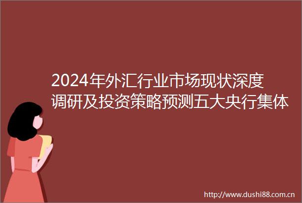 2024年外汇行业市场现状深度调研及投资策略预测五大央行集体出动管理外汇市场预期