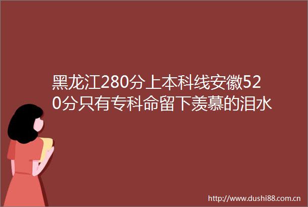 黑龙江280分上本科线安徽520分只有专科命留下羡慕的泪水