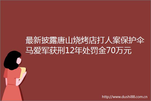 最新披露唐山烧烤店案马爱军获刑12年金70万元
