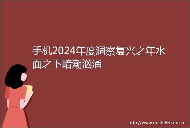 手机2024年度洞察复兴之年水面之下暗潮汹涌