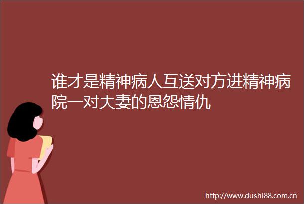 谁才是精神病人互送对方进精神病院一对夫妻的恩怨情仇