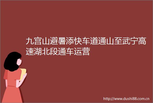 九宫山避暑添快车道通山至武宁高速湖北段通车运营