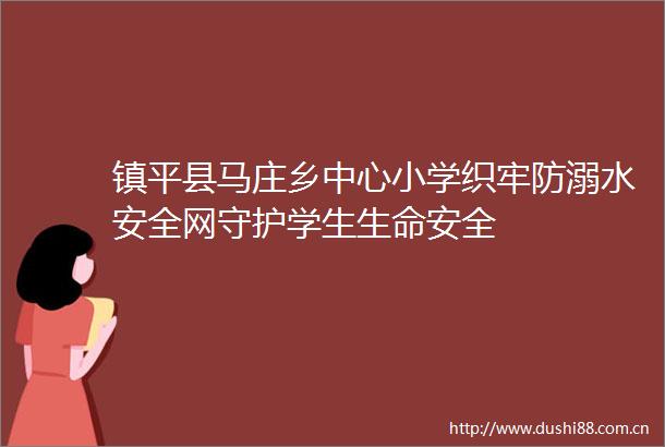 镇平县马庄乡中心小学织牢防溺水安全网守护学生生命安全
