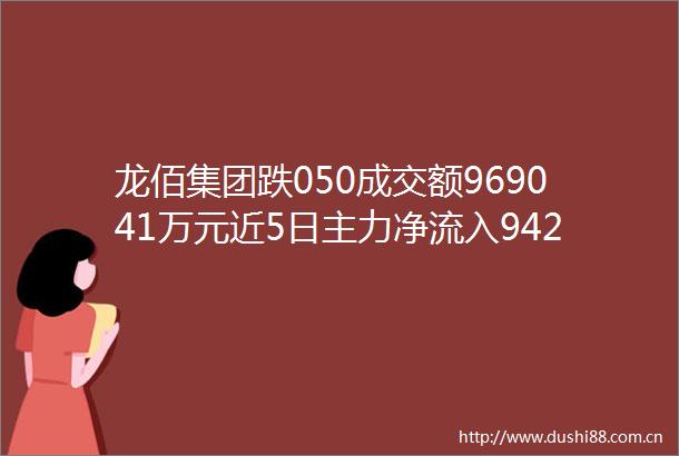 龙佰集团跌050成交额969041万元近5日主力净流入94275万