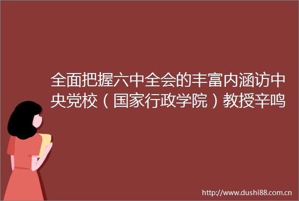全面把握六中全会的丰富内涵访中央党校（行政学院）教授辛鸣