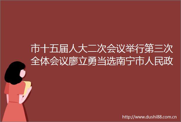 市十五届人大二次会议举行第三次全体会议廖立勇当选南宁市市长