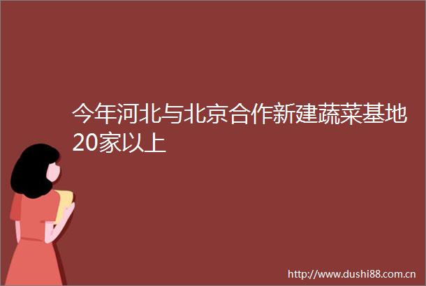 今年河北与北京合作新建蔬菜基地20家以上