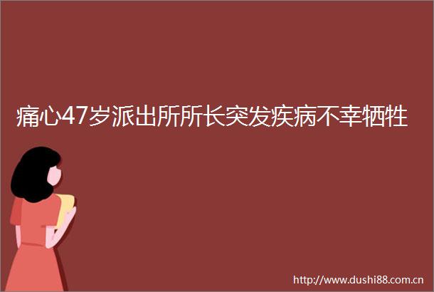 痛心47岁所长突发疾病不幸牺牲