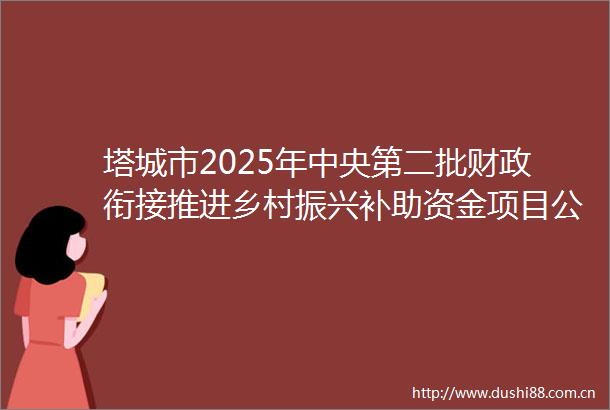 塔城市2025年中央第二批财政衔接推进乡村振兴补助资金项目公告公示