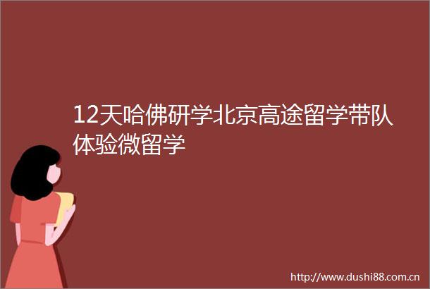 12天哈佛研学北京高途留学带队体验微留学