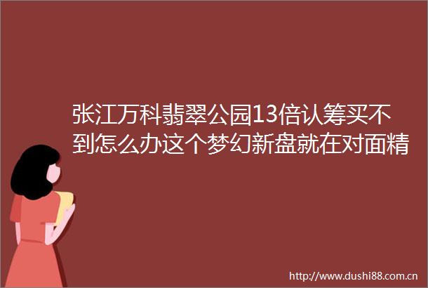 张江万科翡翠公园13倍认筹买不到怎么办这个梦幻新盘就在对面精装3房只要5百多万